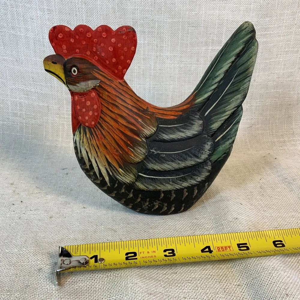 Folk Art Hand Carved WOODEN ROOSTER 5.5